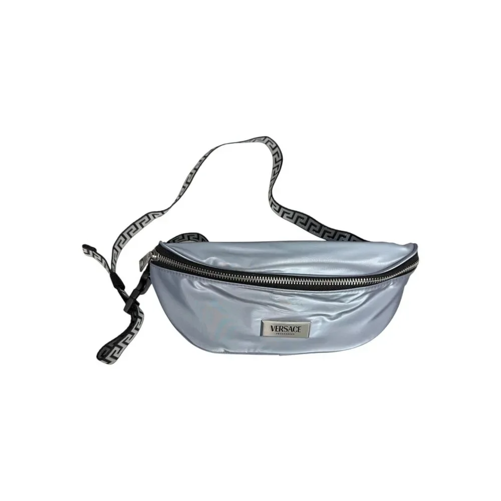 Versace Fragrances Silver Metallic Fanny Pack Belt Bag Sling NEW without Tags